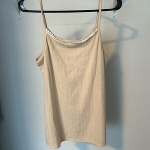 HEIMISH USA Tan Tank Top with White Trim
